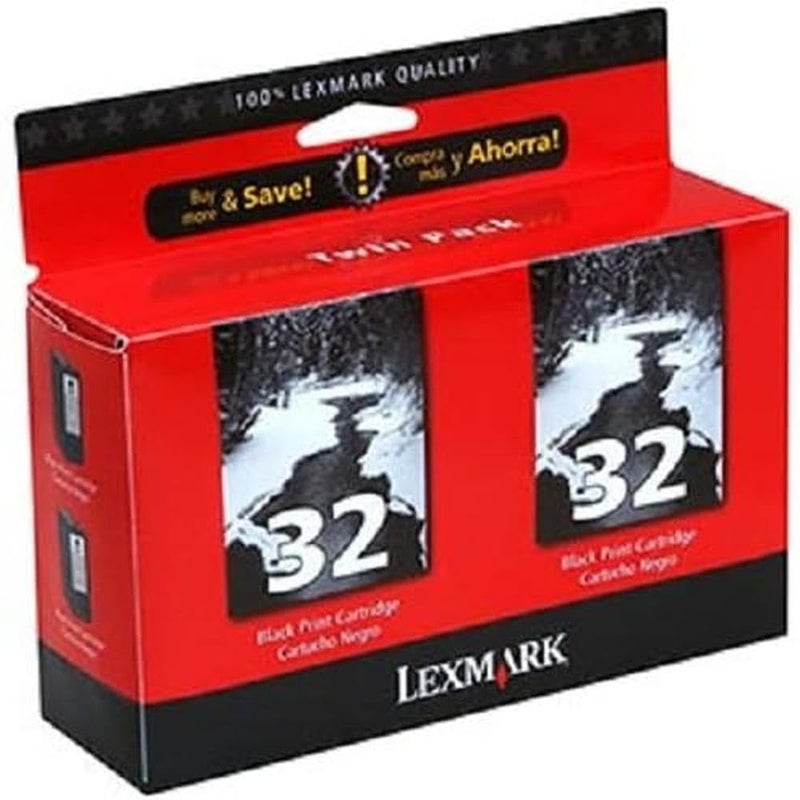 Lexmark 18C0533 32 P15 P4330 P6250 P6350 X3330 X5250 X7170 X7300 Ink Cartridges (Black, 2-Pack) in Retail Packaging